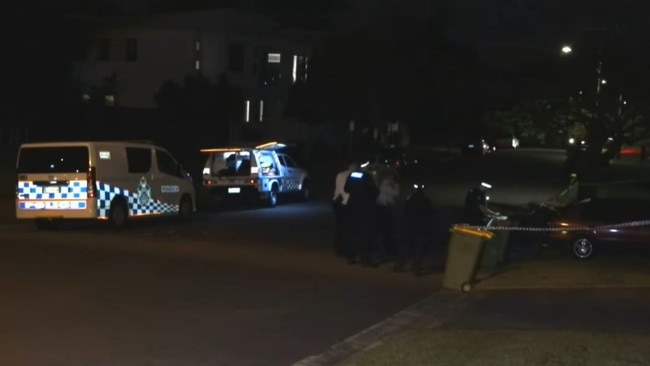 Police at the scene of an alleged stabbing in Southport on Thursday night. Picture: 9 Gold Coast News.