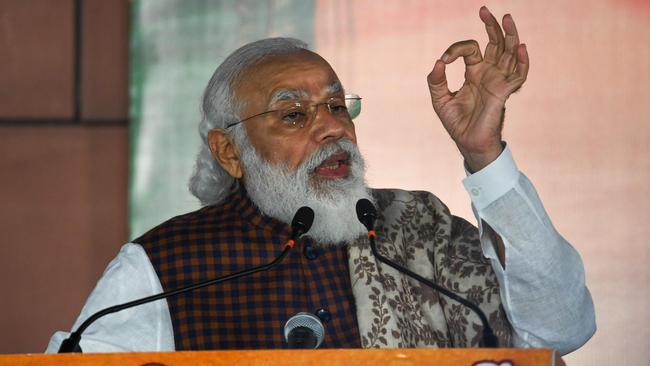 India's Prime Minister Narendra Modi at the Bharatiya Janata Party (BJP) headquarters in New Delhi. Picture: AFP