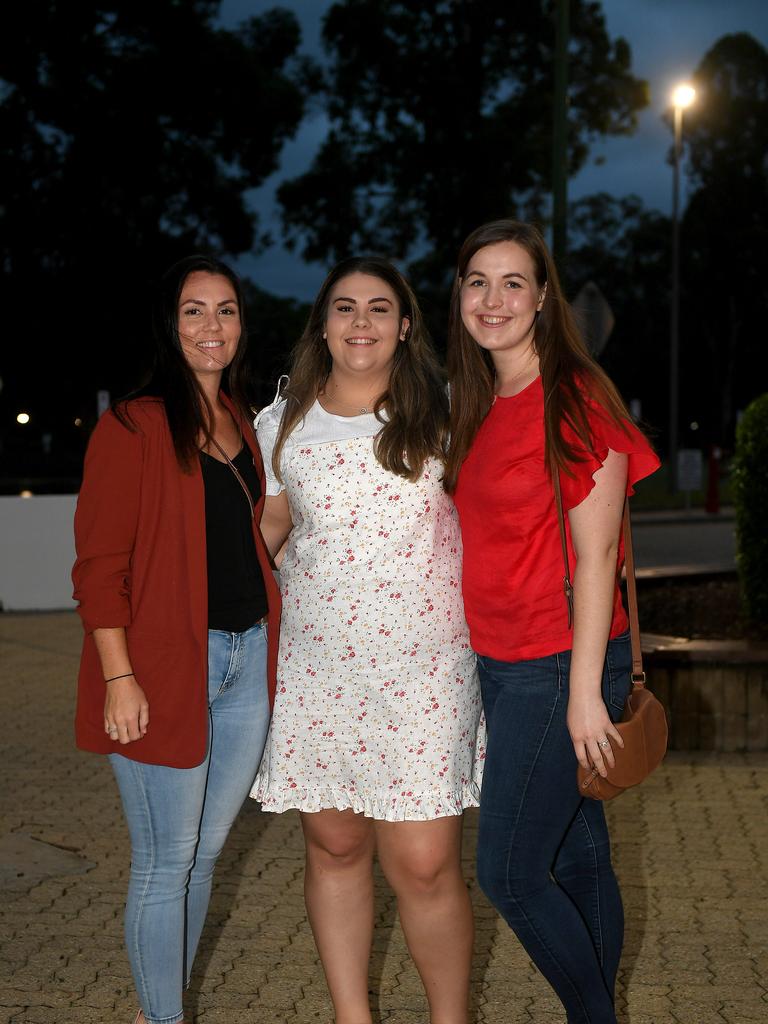 Skye Hollis, Ebony McGowen, Sarah McGowen. Michael Buble concert at Brisbane Entertainment Centre. Tuesday February 4, 2020. (AAP image, John Gass)