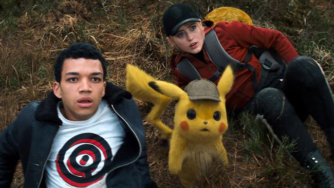 Justice Smith and Kathryn Newton star alongside Pikachu, voiced by Ryan Reynolds. Picture: AP