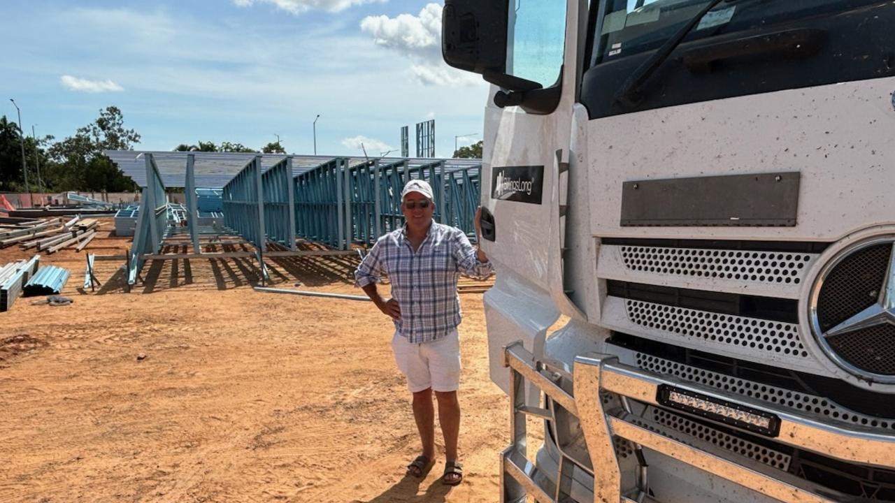 Damien Long at the new Maccas site at Northcrest with his Mercedes rig.