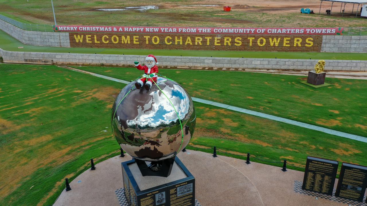 Charters Towers’ beloved statue The World will feature Santa Claus this Christmas.