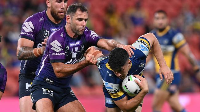 Dylan Brown said he pulled up sore after the treatment he received from the Melbourne Storm in their NRL qualifying final. Picture: Bradley Kanaris/Getty Images