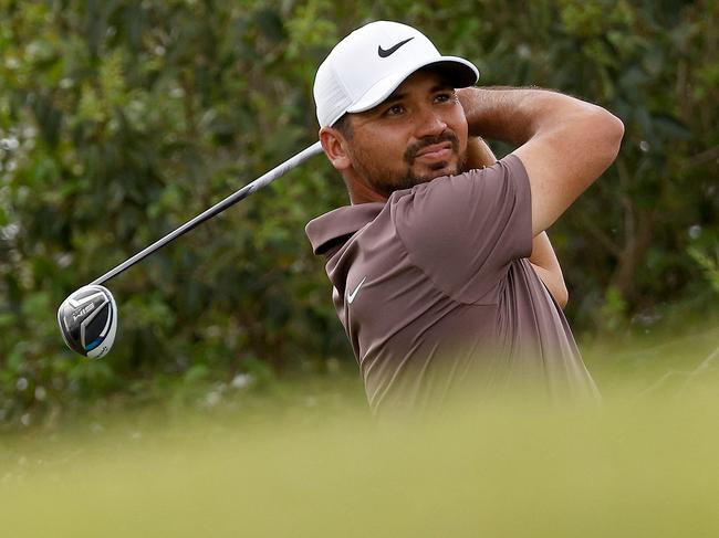 AUSTIN, TEXAS - MARCH 23: Jason Day of Australia plays his shot from the ninth tee during day two of the World Golf Championships-Dell Technologies Match Play at Austin Country Club on March 23, 2023 in Austin, Texas.   Mike Mulholland/Getty Images/AFP (Photo by Mike Mulholland / GETTY IMAGES NORTH AMERICA / Getty Images via AFP)