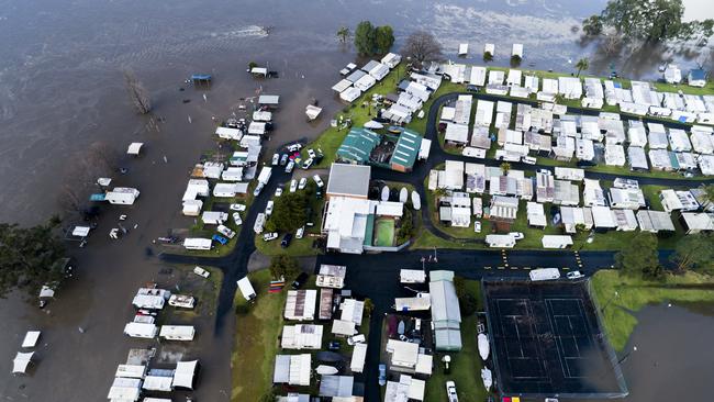 Caravans at higher ground at Riverview Caravan Park, Shoalhaven Ski Park on Monday morning. Picture: Darren Leigh Roberts