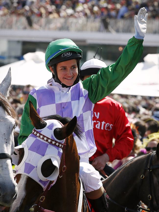 She was the first female to win the Melbourne Cup. Picture: Wayne Ludbey