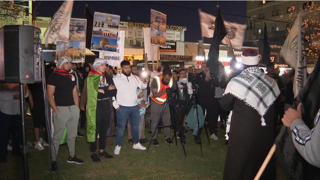 Protesters rally in favour of Palestine at Lakemba. It follows a Hamas attack on Israel. Picture: TNV