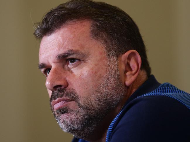 Socceroos coach Ange Postecoglou during a press conference at the Pullman Hotel, Homebush ahead of the Socceroos v Syria World Cup Qualifier in Sydney. Picture: Brett Costello