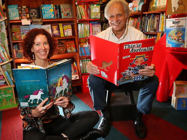 Angela Crocombe and Mark Rubbo celebrate the opening of Readings Kids in 2016. Picture: Hamish Blair