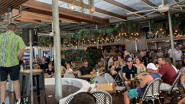 The Pub in Airlie Beach is packed on New Year's Eve. Picture: Rae Wilson