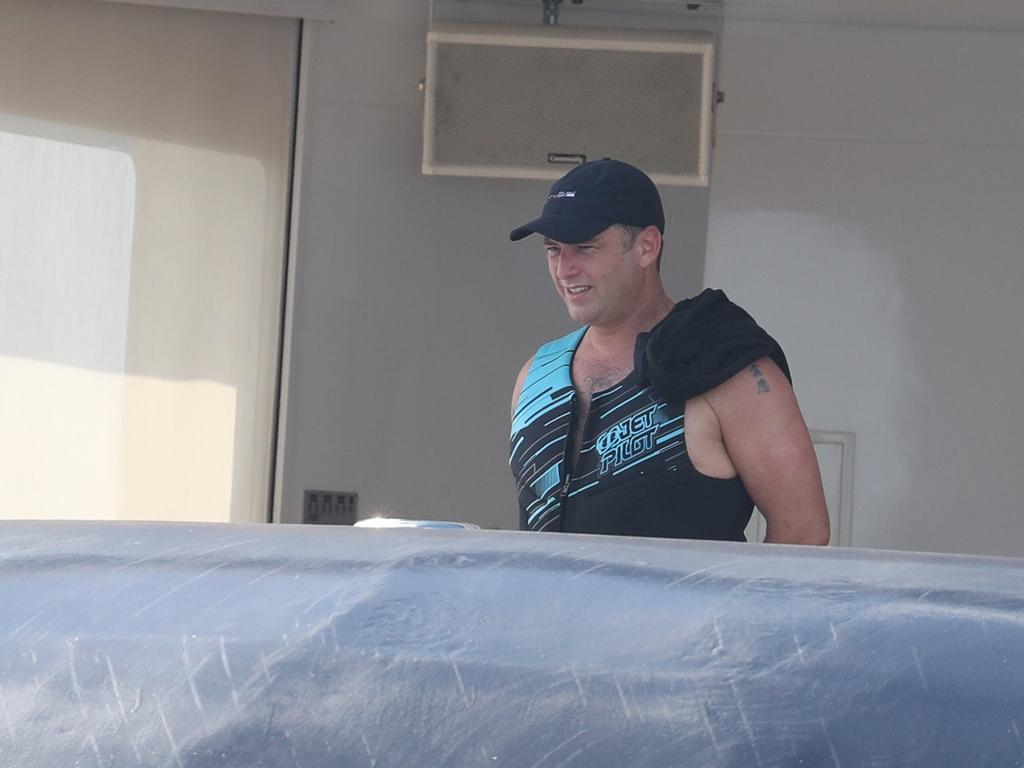 Karl Stefanovic and girlfriend Jasmine Yarbrough were spotted holidaying in Bora Bora with James Packer and his kids, aboard his luxury yacht Arctic P. They were also accompanied by a group of friends, including a mystery brunette, who is pictured sitting next to a visibly larger James Packer. Picture: Backgrid