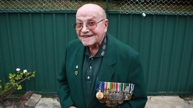 World War II veteran Alf Carpenter at his home in Georgetown near Newcastle. Picture: John Feder