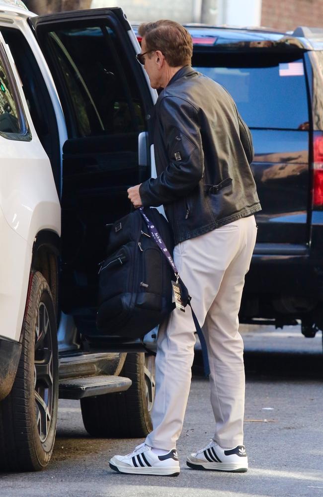 George Clooney was rocking darker hair when he stepped out for lunch at French restaurant Raoul’s in New York on March 8. Picture: BrosNYC / BACKGRID