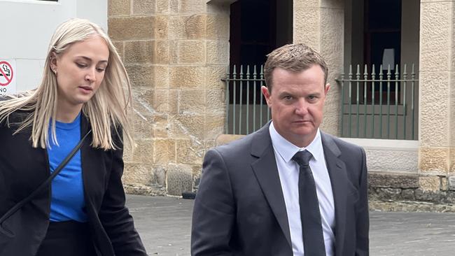 Phil Saunders leaving Wollongong Local Court in 2022 alongside his solicitor Sophie Newham. Picture: Dylan Arvela