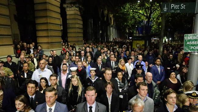 Thousands turned up at Martin Place for the dawn service. Picture: Bill Hearne