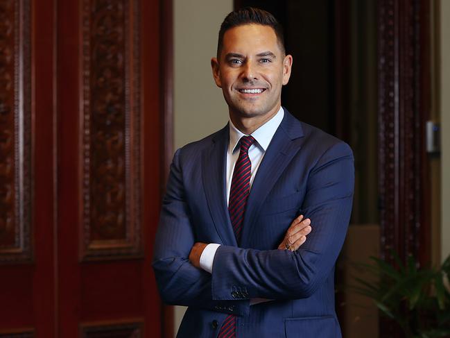 Independent MP Alex Greenwich inside the offices of Town Hall, Sydney. NSW cross benchers will look to reinforce Greiner-era accountability and transparency measures in the event of a minority government,  saying it could be an "opportunity to return faith in the parliament". Independent MPs Alex Greenwich and Greg Piper both both said they would look to memorandum of understanding signed by the 1991 independents - Clover Moore, John Hatton and Peter Macdonald - with the Nick Greiner Liberal government, which resulted in four-year fixed parliamentary terms, strengthening freedom of information laws and enhancing the role of statutory bodies, like the Ombudsman and Auditor-General. Jane Dempster/The Australian.