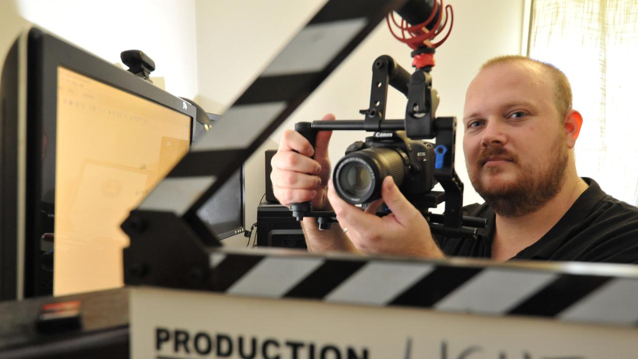 Filmmaker Joshuah Buckle working on a production called "Light". Photo: Alistair Brightman / Fraser Coast Chronicle