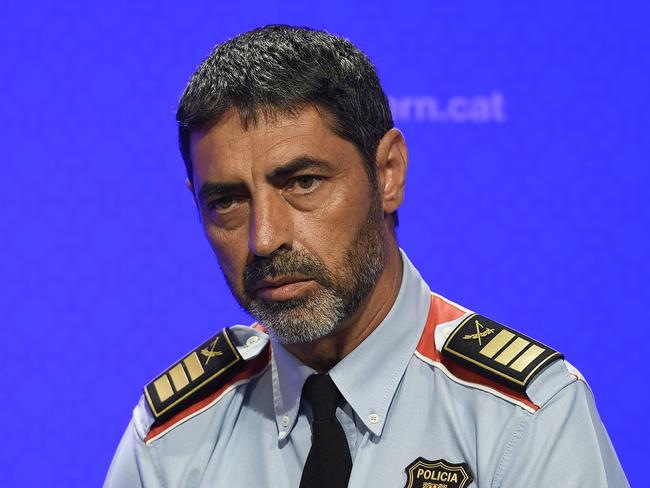 Josep Lluis Trapero, chief of the Catalan regional police "Mossos D'Esquadra", takes part in a press conference at the Generalitat (Catalan Government) in Barcelona on August 20, 2017. Picture: AFP.