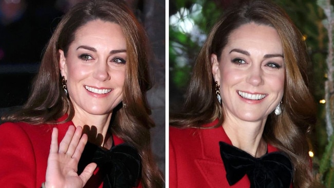 A beaming Kate arrived at Westminster Abbey for the Together at Christmas carol service. Picture: