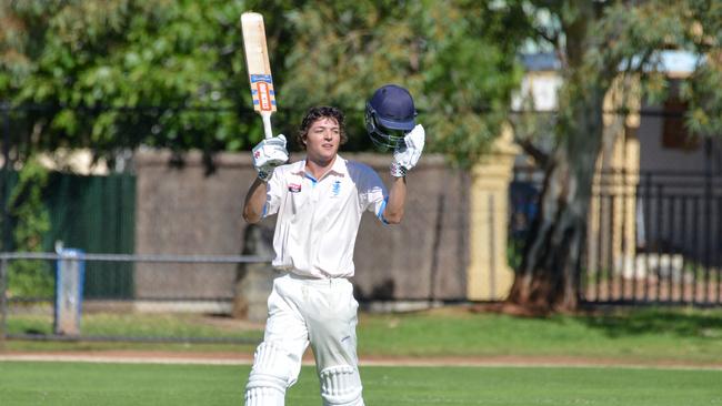 Sturt’s Corey Kelly reaches 100 during a match against Woodville in 2019. Picture: Brenton Edwards