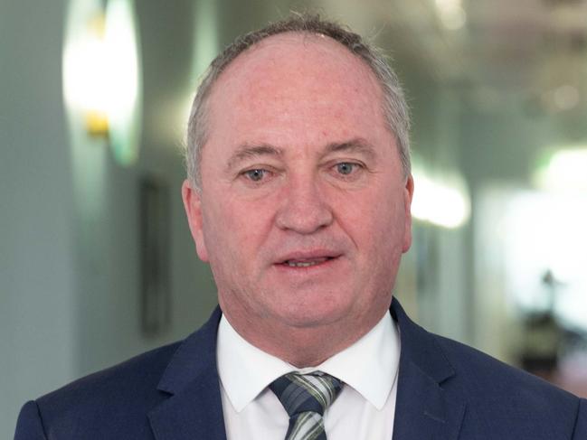 CANBERRA, AUSTRALIA - NewsWire Photos FEBRUARY 16, 2023: Barnaby Joyce spoke with the media at early morning door stops in Parliament House, in Canberra.Picture: NCA NewsWire / Gary Ramage