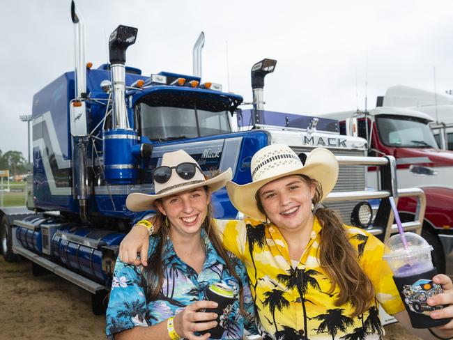 Sisters Laynae (left) and Petria Okkonen at Meatstock at Toowoomba Showgrounds, Saturday, April 9, 2022. Picture: Kevin Farmer