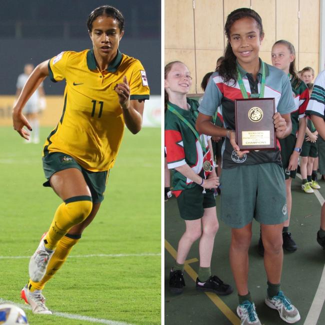 A young Mary Fowler after winning the U13 Futsal Championships with Holy Cross Primary School. (Photo by Thananuwat Srirasant/Getty Images)