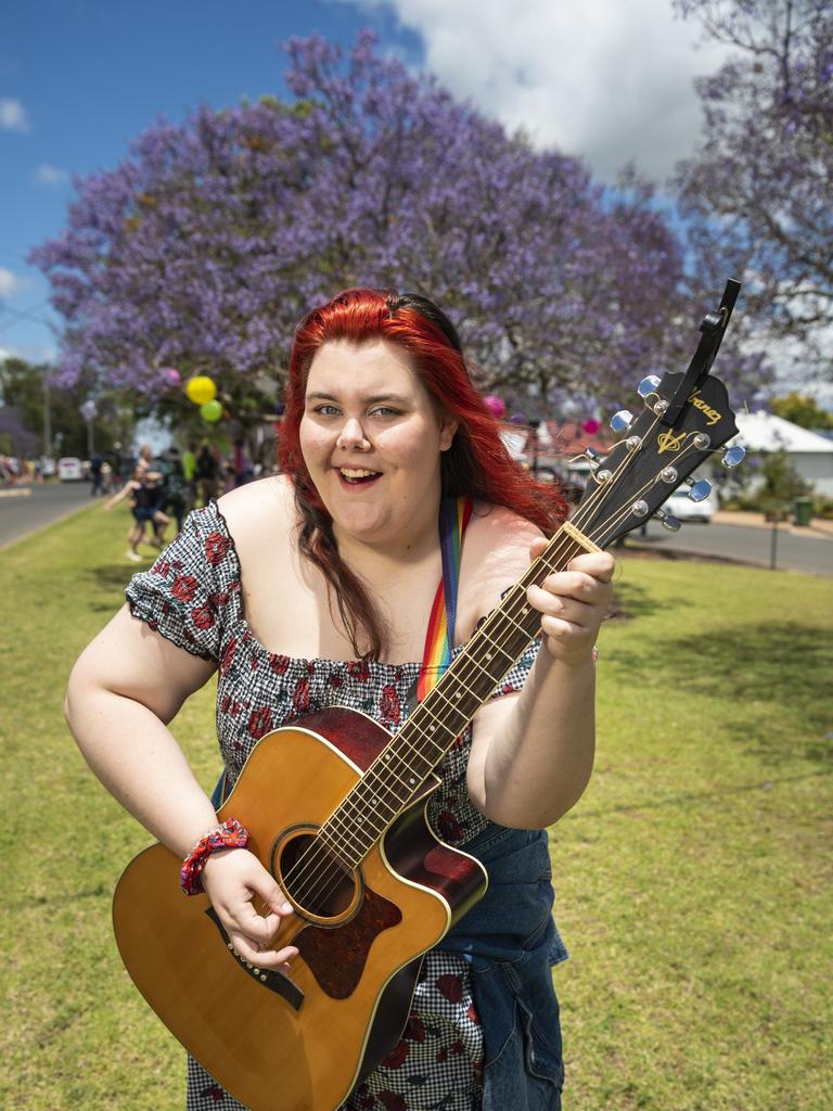 Megan O'Brien before performing during Jacaranda Day celebrations at Goombungee, Saturday, November 5, 2022. Picture: Kevin Farmer