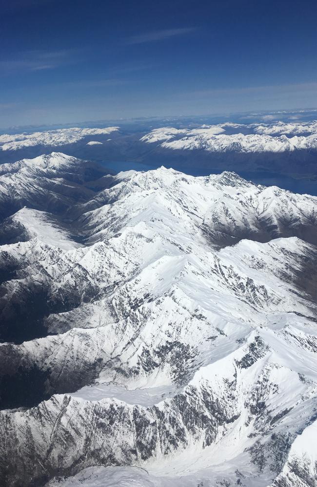 The Southern Alps from a Jetstar flight approaching Queenstown.