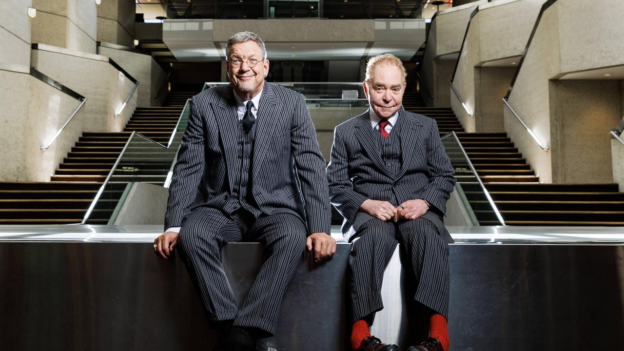 Las Vegas Magicians Penn Jillette and Teller at QPAC ahead of their 50th Anniversary Tour show. Picture Lachie Millard