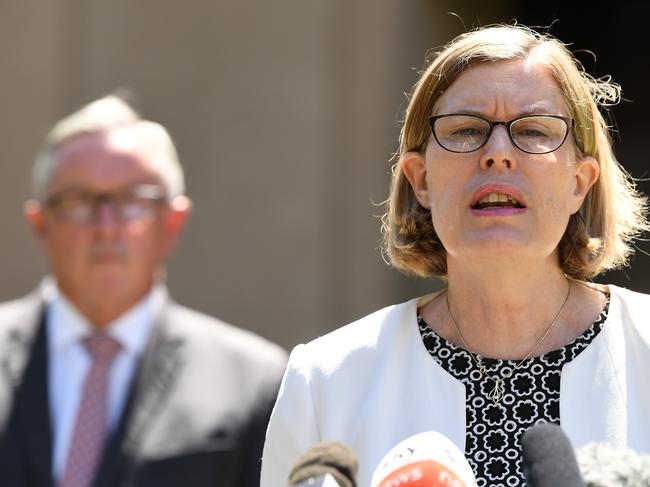 NSW chief health officer Dr Kerry Chant speaks to media at Parliament House in Sydney. Picture: NCA NewsWire/Joel Carrett