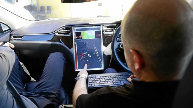 The minister for Main Roads and Road Safety Mark Bailey MP visited Queensland Raceway to officially launch the automated driving project to have cars fitted with Bosch technology. Picture: David Nielsen