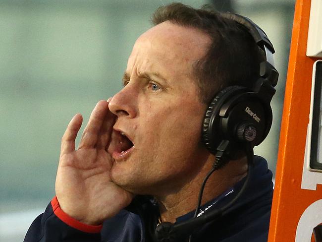 AFL Round 13. 16/06/2018. Hawthorn v Adelaide at the MCG.  Adelaide coach Don Pyke screams instructions from the bench 3rd qtr    . Pic: Michael Klein