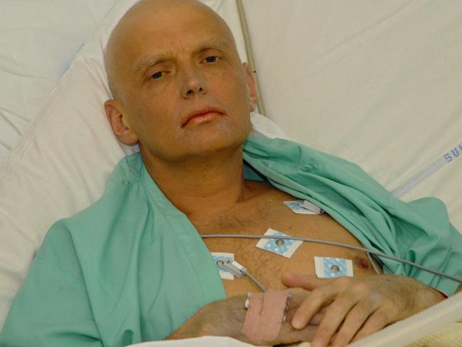 Former KGB agent Russian spy Alexander Litvinenko lies dying in his hospital bed at University College Hospital in London in 2006.