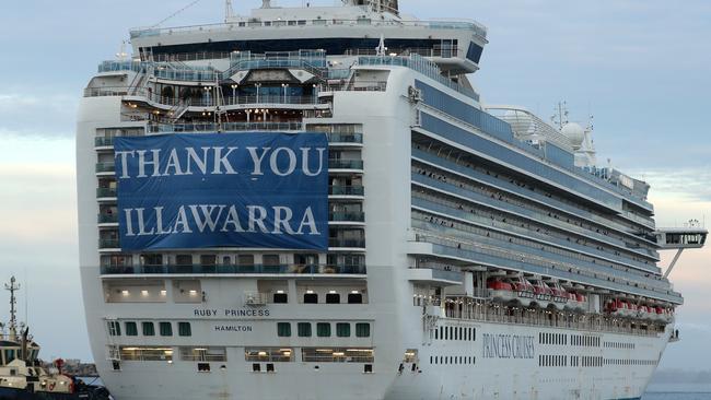 The Ruby Princess cruise ship leaves Wollongong, NSW, in April. Picture: Getty Images