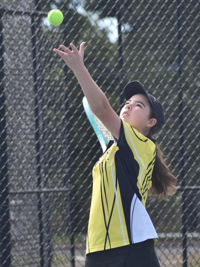 Players on court at the JDS Central Region tournament at the Rockhampton Regional Tennis Centre on July 14, 2024.