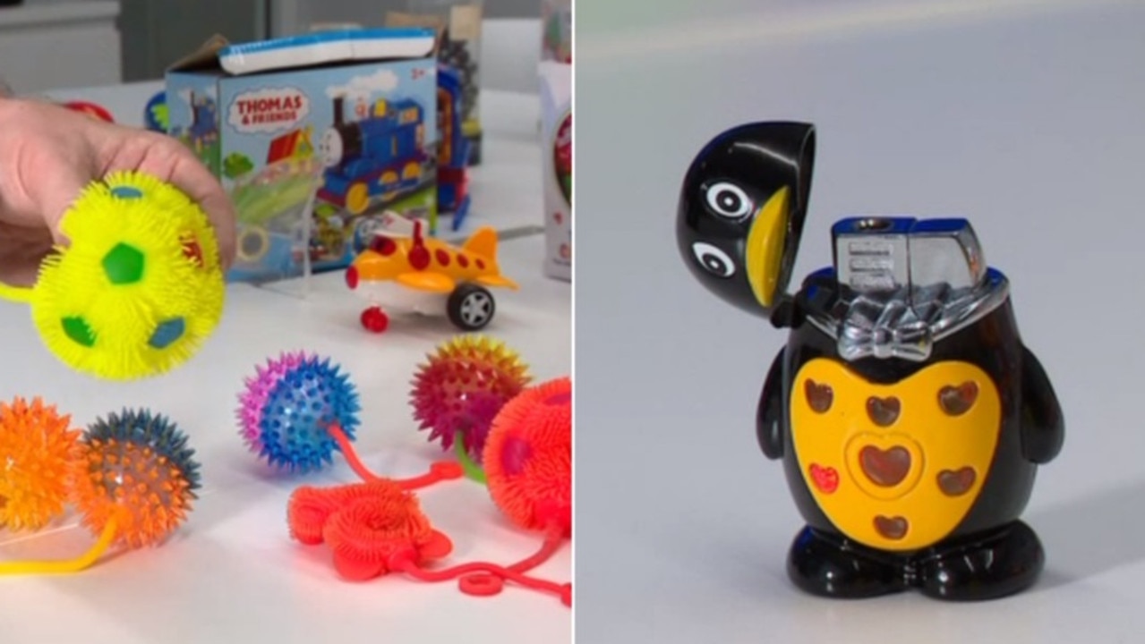 Some of the unsafe toys seized by Fair Trading. Picture: 7 News