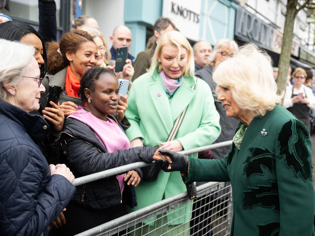 Queen Camilla told wellwishers King Charles was doing “very well”. Picture: Getty Images