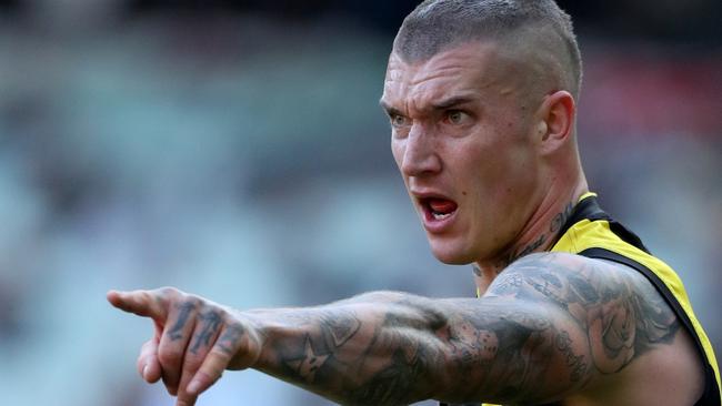 Dustin Martin looks for a teammate against the Western Bulldogs at the MCG.