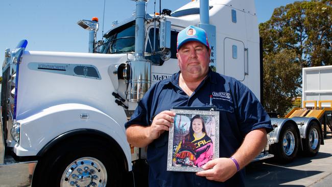 Kane Oats, dad of Hannah Henderson-Wilson who died of an asthma attack while five months pregnant. Kane was driving his road train when he found out his daughter died. Picture Matt Turner.