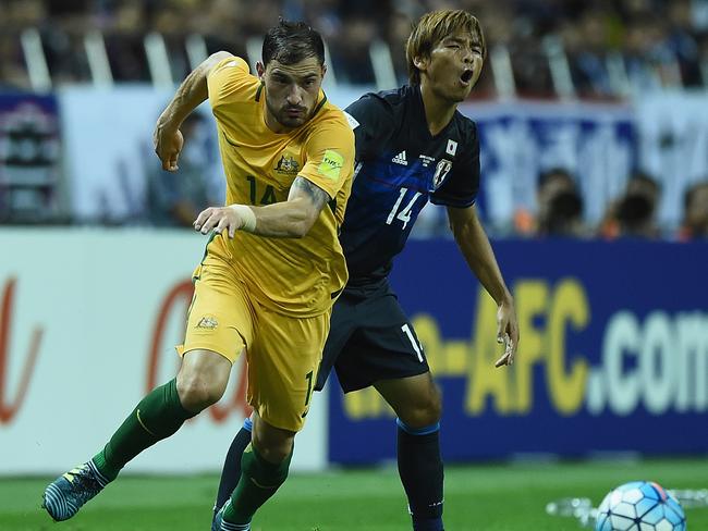 James Troisi in action for Australia against Japan on Thursday night.