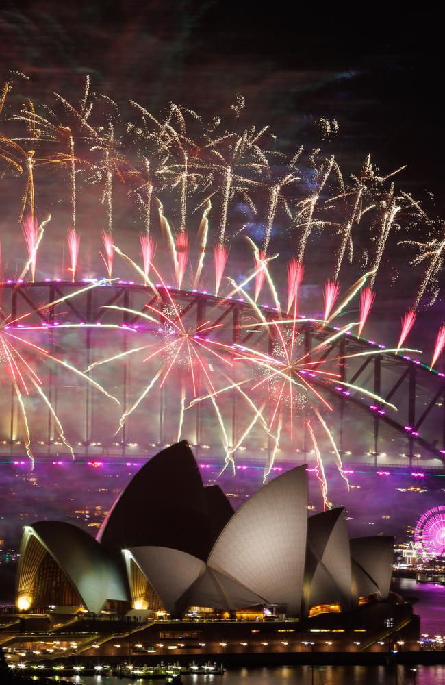 Sydney’s fireworks display from Potts Point, Sydney, today. Picture: Justin Lloyd.