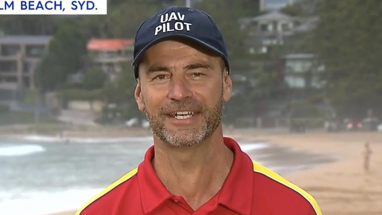 Surf Life Saving NSW drone pilot Remo Andoncello said the hammerheads would not have posed a major danger to swimmers. Picture: Nine / Today