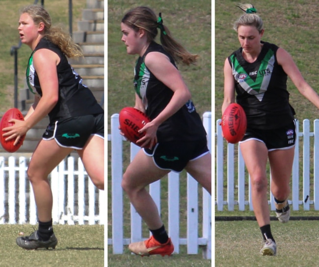 Eloise Carey, River Reid and Elly Jenkins of UTS. Pictures: Maddison Aitkin/@maitkin_sportsphotography