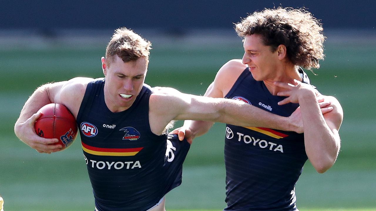 Tom Lynch and James Borlase at training Picture: Sarah Reed