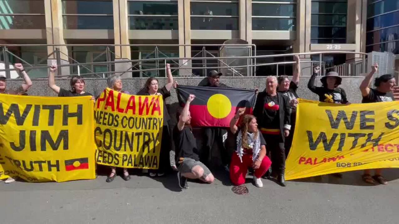 Uncle Jim supporters outside Hobart Magistrates Court