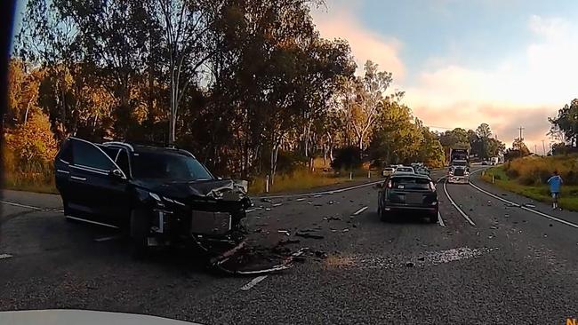 The Bruce Highway was shut in both directions near Alligator Creek south of Mackay after a horror crash. Picture: Contributed