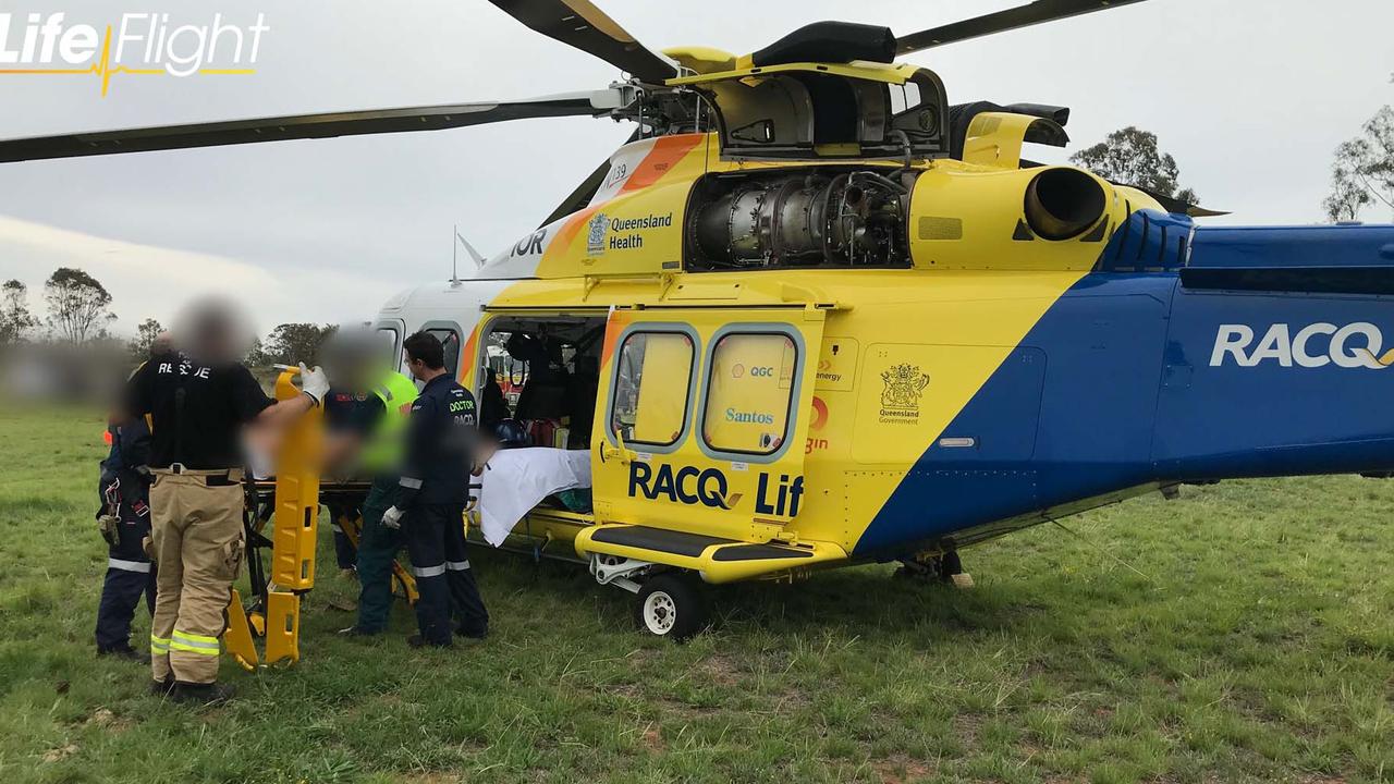 The Roma LifeFlight Surat Gas Aeromedical Service (SGAS) helicopter crew was called to assist a man involved in single-vehicle rollover, north-west of Toowoomba.