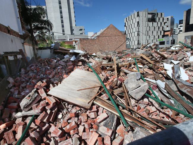 The pile of rubble where the pub once stood. Picture: David Crosling