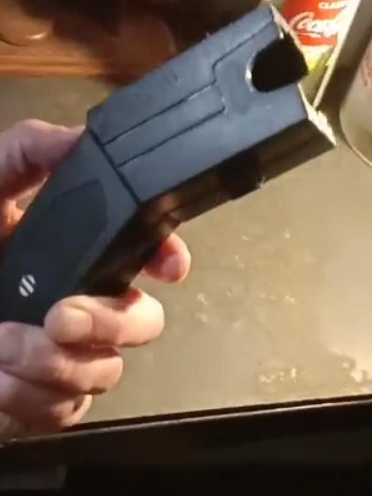 Justin Dempsey posted a video to social media of the taser. Photo: Facebook